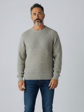 Tasso Elba Vintage Men's Olive Green Knit Sweater